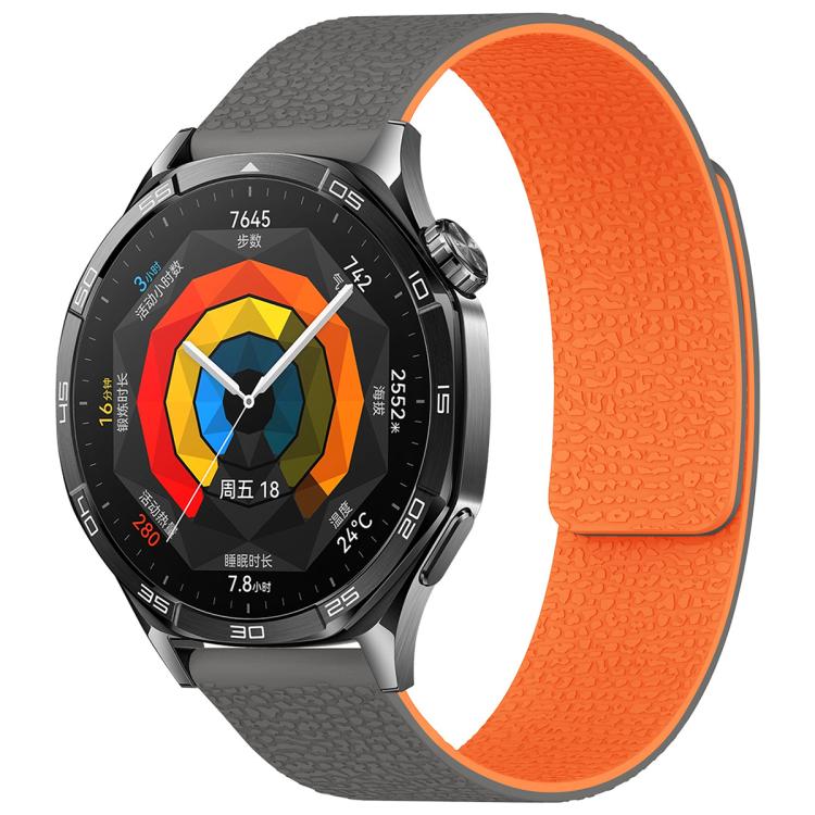 xDfind Flat Head Litchi Texture Magnetic Silicone Watch Band, 20mm, 22mm