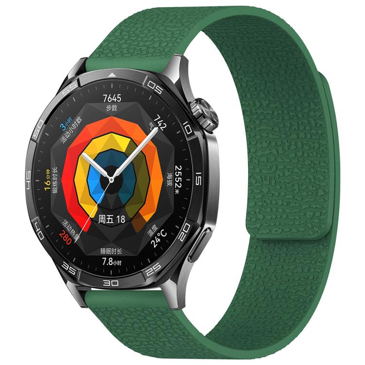 xDfind Flat Head Litchi Texture Magnetic Silicone Watch Band, 14mm, 18mm