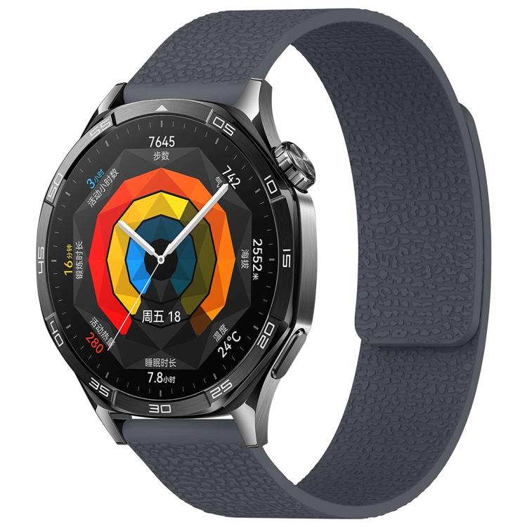 xDfind Flat Head Litchi Texture Magnetic Silicone Watch Band, 20mm, 22mm