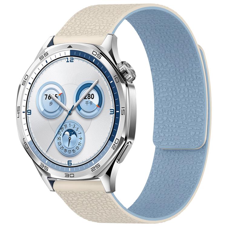 xDfind Flat Head Litchi Texture Magnetic Silicone Watch Band, 20mm, 22mm