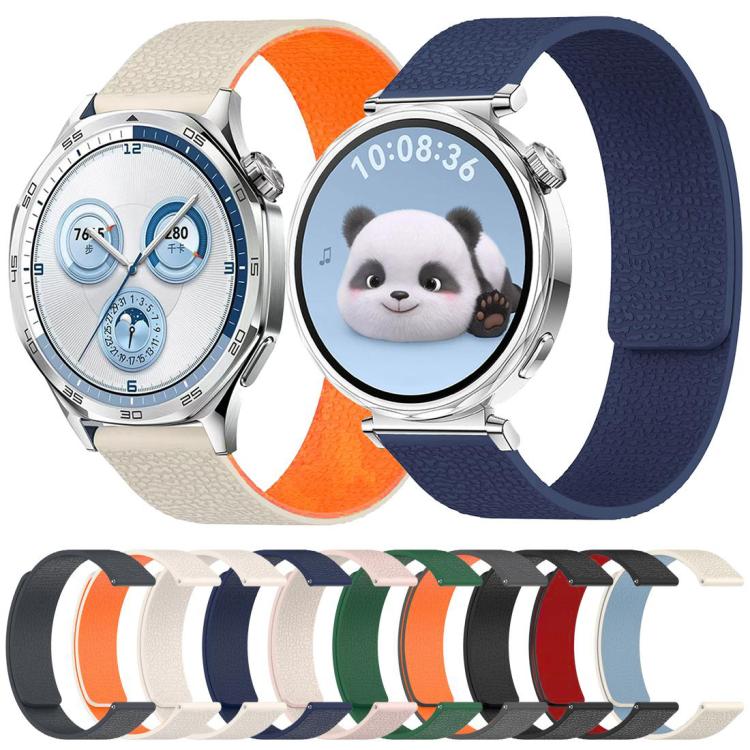 xDfind Flat Head Litchi Texture Magnetic Silicone Watch Band, 20mm, 22mm