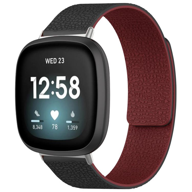 xDfind Litchi Texture Magnetic Silicone Watch Band, For Fitbit Charge 5 / Charge 6, For Fitbit Versa 4/Versa3/Sense2/Sense
