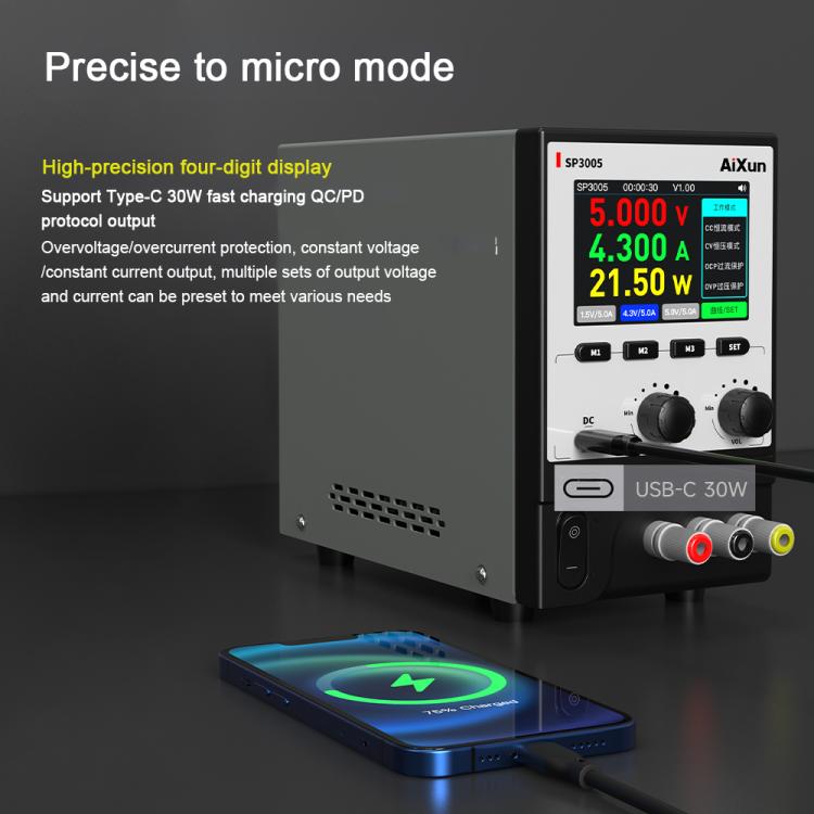 Aixun SP3005 Intelligent Interconnection CNC Programmable DC Power Supply, Aixun SP3005 EU Plug