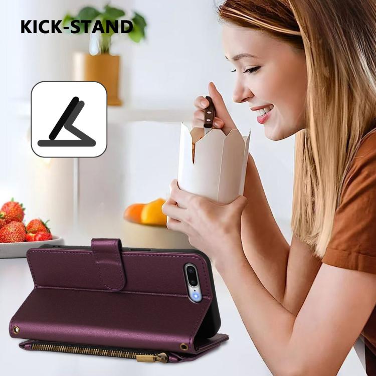 Butterfly Love Flower Multi-card Zipper Wallet Leather Phone Case, For iPhone 7 Plus / 8 Plus