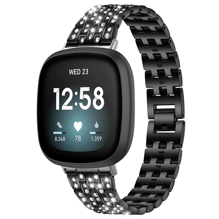 xDfind Five Beads Full Diamond Metal Watch Band, For Fitbit Versa 4 / 3 / Sense 2 / Sense