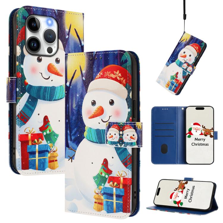 Christmas Series Buckle Leather Phone Case with Hand Strap, For iPhone Air, For iPhone 16 Pro Max, For iPhone 16 Pro, For iPhone 16 Plus
