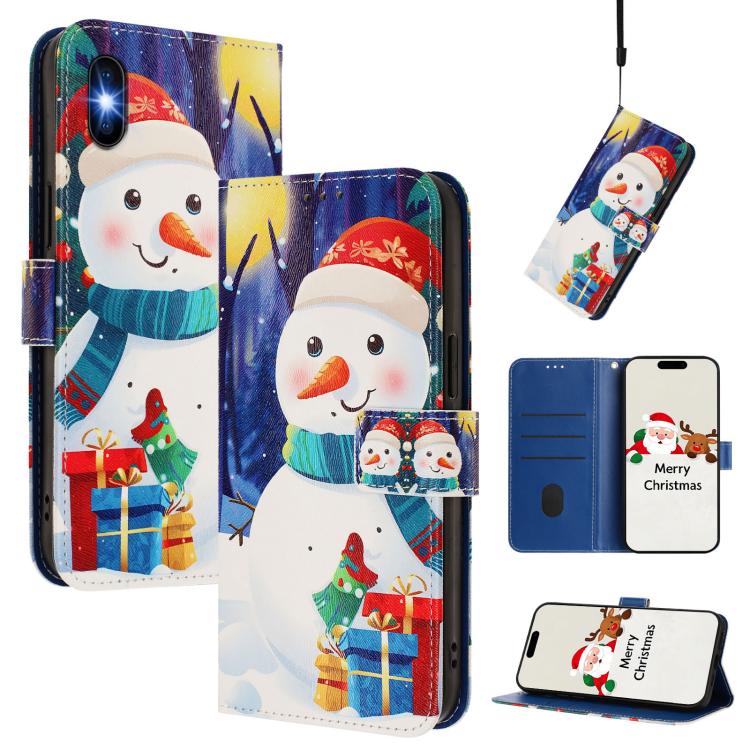 Christmas Series Buckle Leather Phone Case with Hand Strap, For iPhone 11 Pro Max, For iPhone 11, For iPhone 11 Pro, For iPhone XS / X