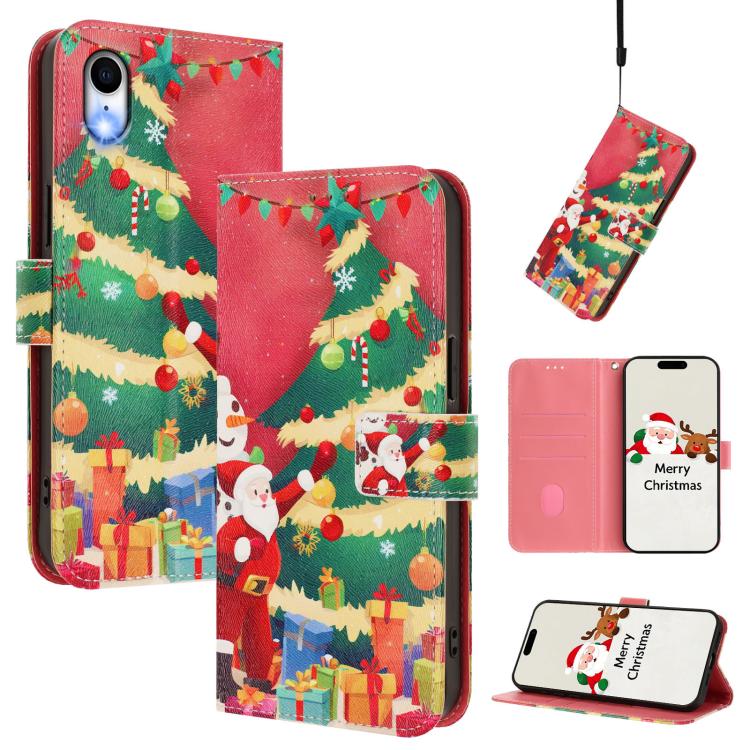 Christmas Series Buckle Leather Phone Case with Hand Strap, For iPhone XR, For iPhone XS Max, For iPhone 8 Plus / 7 Plus