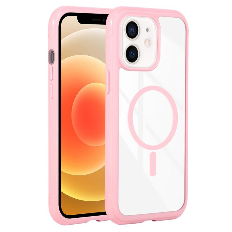 Solid Color Edge Transparency MagSafe Magnetic Phone Case, For iPhone 12 / 12 Pro