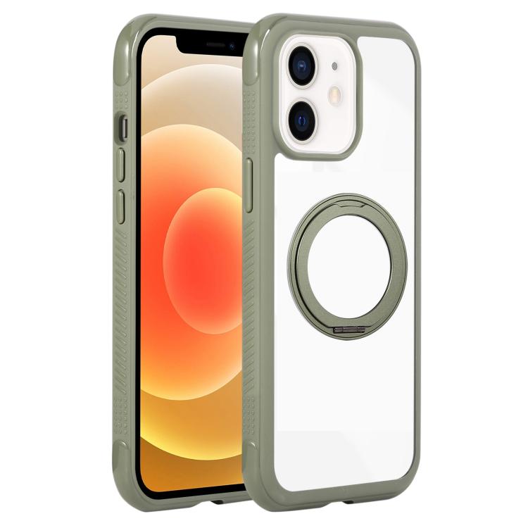 Solid Color Edge Transparency Rotation Holder MagSafe Phone Case, For iPhone 12 / 12 Pro