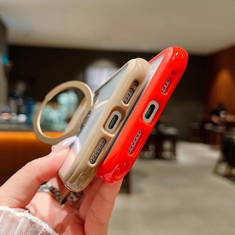 Solid Color Edge Transparency Rotation Holder MagSafe Phone Case, For iPhone 12 / 12 Pro