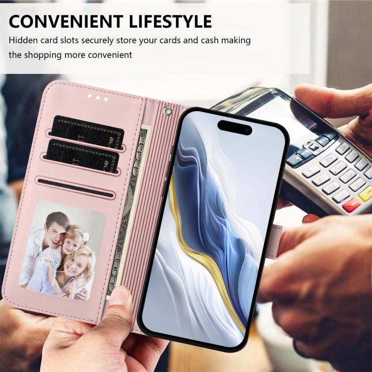 Embossed Heart Cat Leather Phone Case with Hand Strap, For iPhone 17 Pro, For iPhone 17