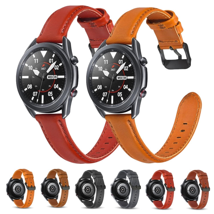 Flat Texture Leather Replacement Strap, For Samsung Galaxy Watch 3 41mm, For Samsung Galaxy Watch 3 45mm