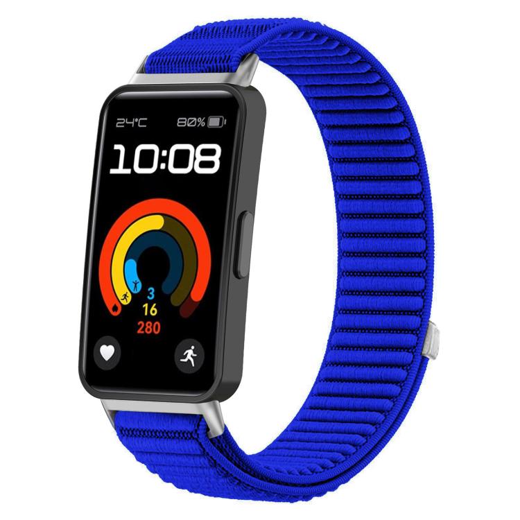 xDfind Woven Nylon Hook And Loop Fastener Metal Interface Watch Band, For Huawei Band 10 / 9 / 8