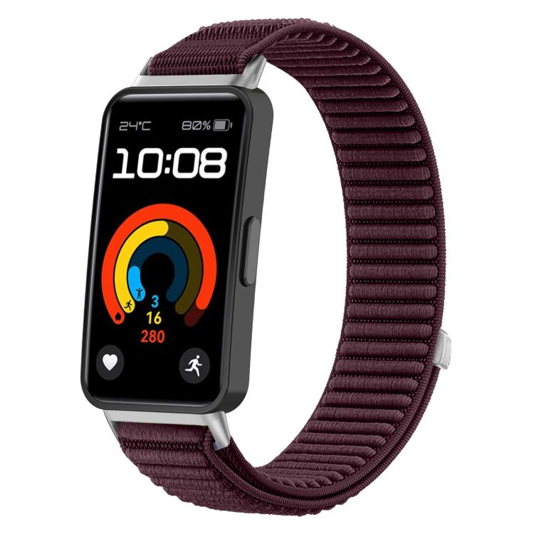 xDfind Woven Nylon Hook And Loop Fastener Metal Interface Watch Band, For Huawei Band 10 / 9 / 8