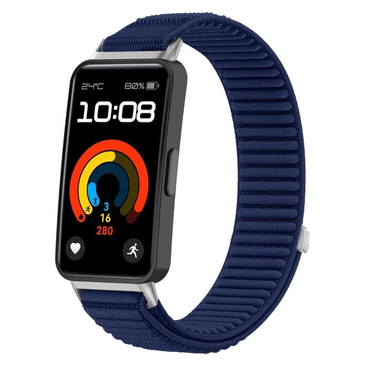 xDfind Woven Nylon Hook And Loop Fastener Metal Interface Watch Band, For Huawei Band 10 / 9 / 8