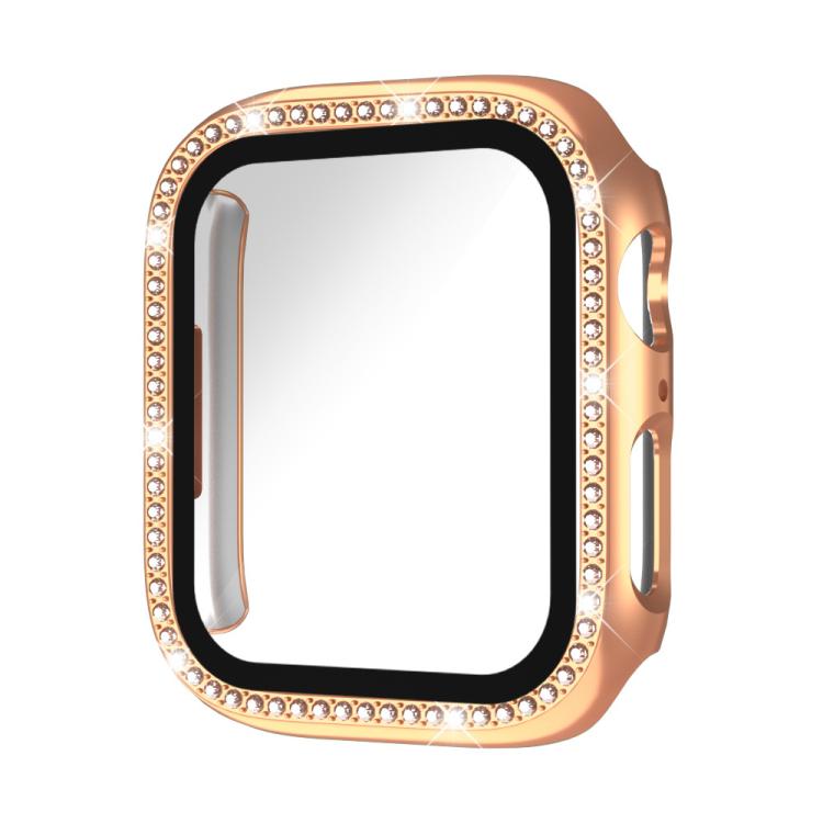 xDfind Single Row Diamond Tempered Glass Film Integrated PC Watch Case, For Apple Watch Series 9 / 8 / 7 41mm, For Apple Watch Series 3 / 2 / 1 38mm