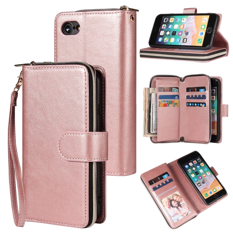 Zipper Wallet Bag Horizontal Flip PU Leather Case with Holder & 9 Card Slots & Wallet & Lanyard & Photo Frame, For iPhone 11, For iPhone 11 Pro, For iPhone 11 Pro Max, For iPhone SE 2022 / SE 2020 / 8 / 7