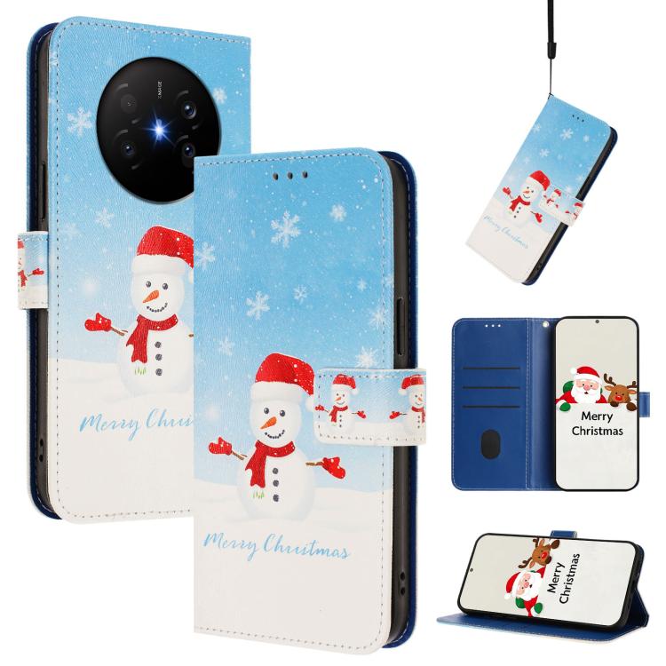 Christmas Series Buckle Leather Phone Case with Hand Strap, For Huawei Mate 70 Air