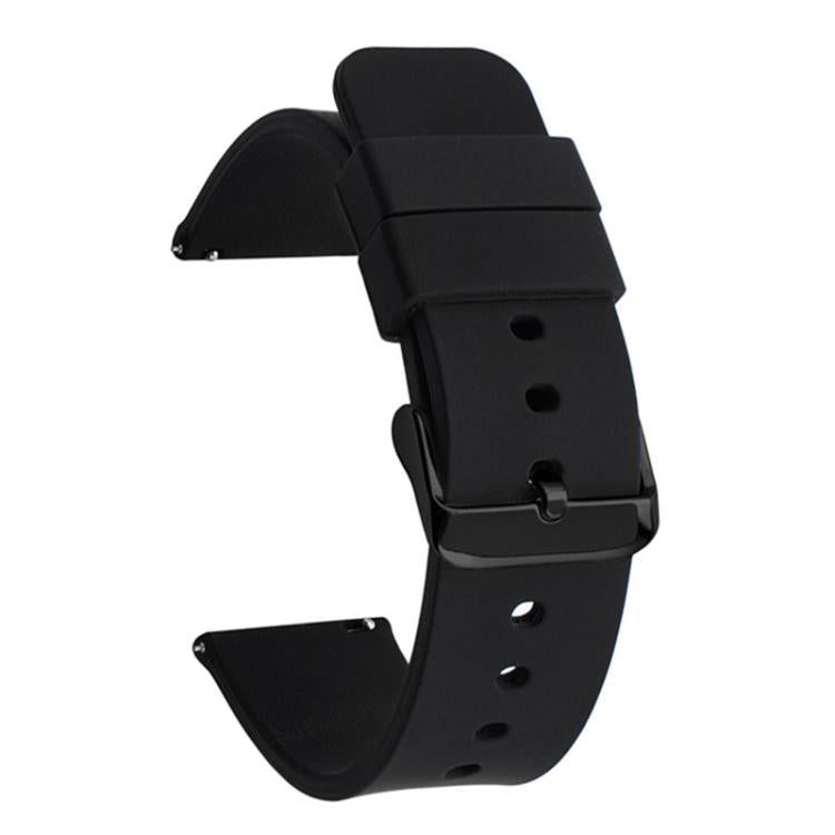 xDfind Stainless Steel Black Pin Buckle Solid Color Silicone Waterproof Watch Band, 18mm