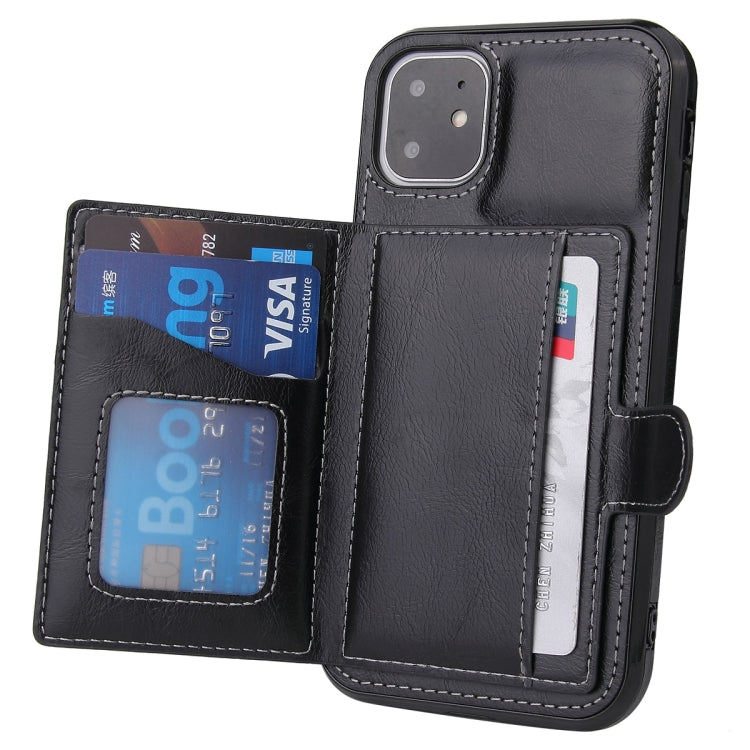PU + TPU + PC  Shockproof Back Cover Case with Card Slot & Holder, For iPhone 11, For iPhone 11 Pro, For iPhone 11 Pro Max, For iPhone 12 mini