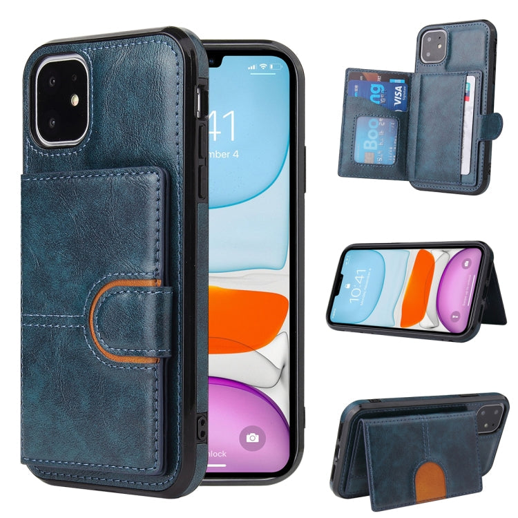 PU + TPU + PC  Shockproof Back Cover Case with Card Slot & Holder, For iPhone 11, For iPhone 11 Pro, For iPhone 11 Pro Max, For iPhone 12 mini