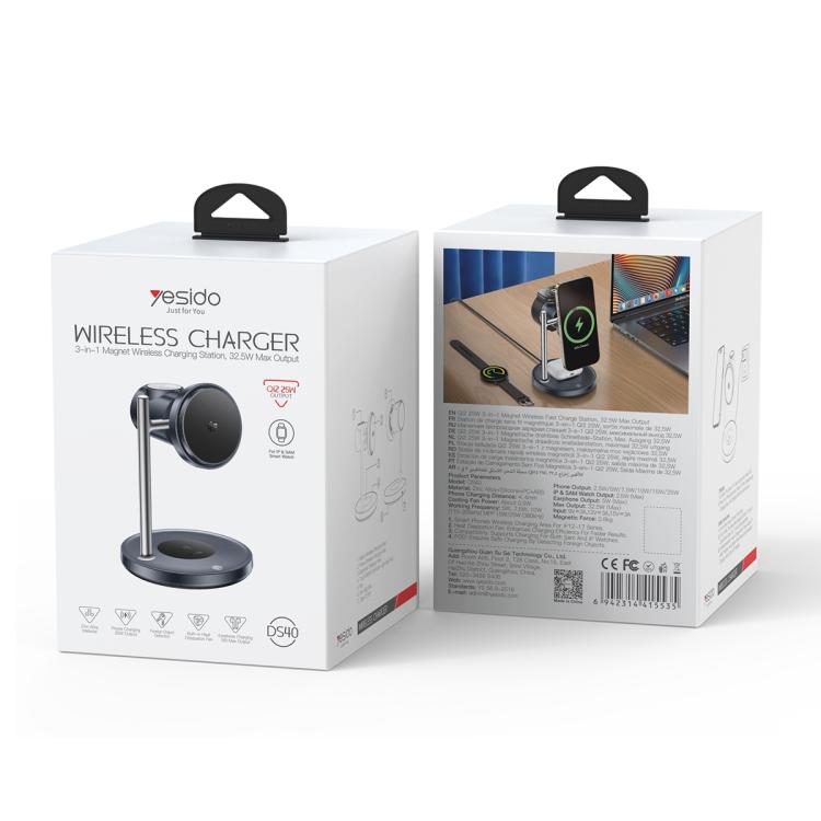 Yesido DS40 Qi2.2 3-in-1 Magnet Wireless Charging Station, DS40