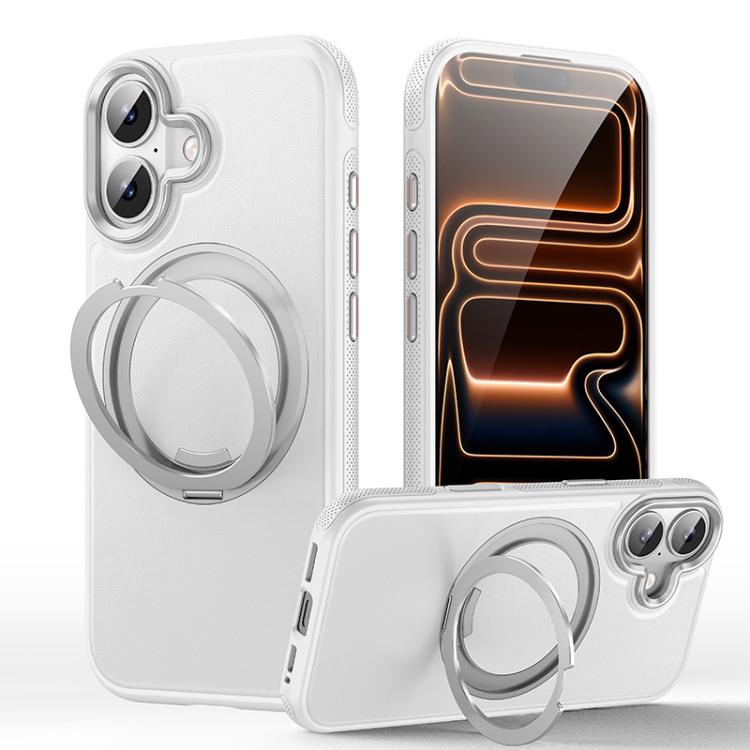 Leather Texture 360 Degrees Rotating Magnetic Holder Phone Case, For iPhone 16 Plus, For iPhone 16