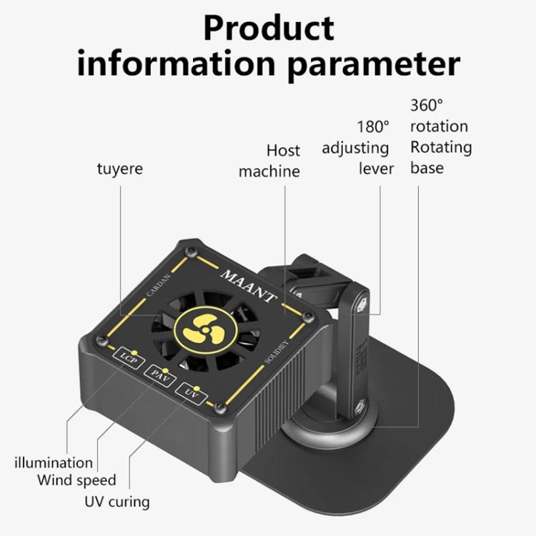 MaAnt M066 3W Multi-function Rechargeable UV Curing Cooling Fan, MaAnt M066