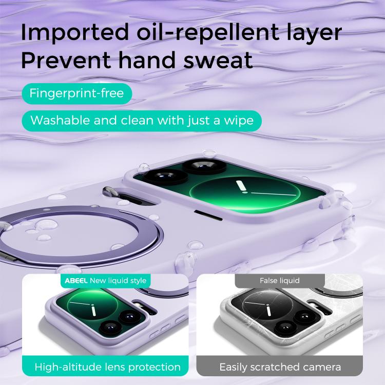 ABEEL Skin-friendly Feel Magnetic Liquid Silicone Phone Case with Holder, For Xiaomi 17 Pro, For Xiaomi 17