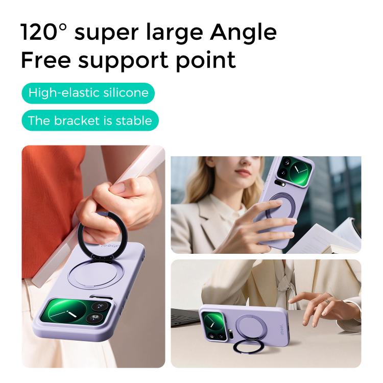 ABEEL Skin-friendly Feel Magnetic Liquid Silicone Phone Case with Holder, For Xiaomi 17 Pro, For Xiaomi 17