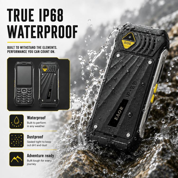 HP336 4G IP68 Rugged Phone, 3.5 inch, 4500mAh Battery, Network: 4G, BT, FM, SOS, Torch, EU Plug, US Plug, UK Plug, AU Plug