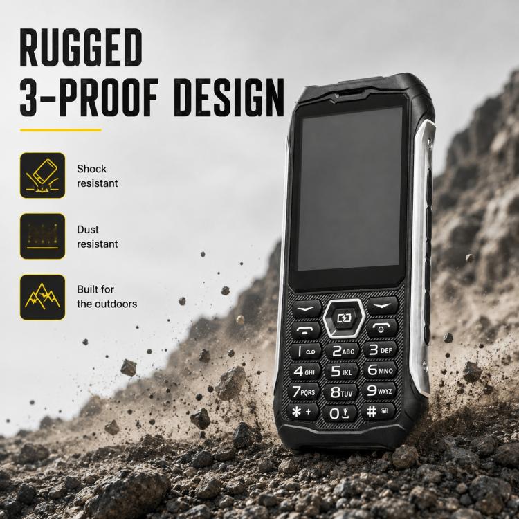 HP336 4G IP68 Rugged Phone, 3.5 inch, 4500mAh Battery, Network: 4G, BT, FM, SOS, Torch, EU Plug, US Plug, UK Plug, AU Plug