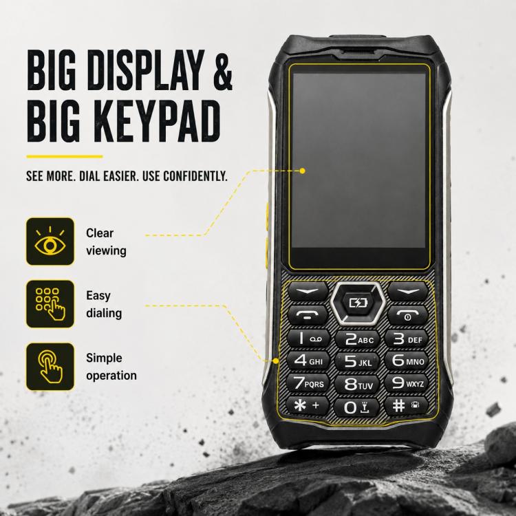 HP336 4G IP68 Rugged Phone, 3.5 inch, 4500mAh Battery, Network: 4G, BT, FM, SOS, Torch, EU Plug, US Plug, UK Plug, AU Plug