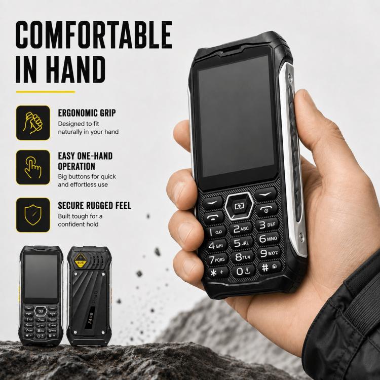 HP336 4G IP68 Rugged Phone, 3.5 inch, 4500mAh Battery, Network: 4G, BT, FM, SOS, Torch, EU Plug, US Plug, UK Plug, AU Plug