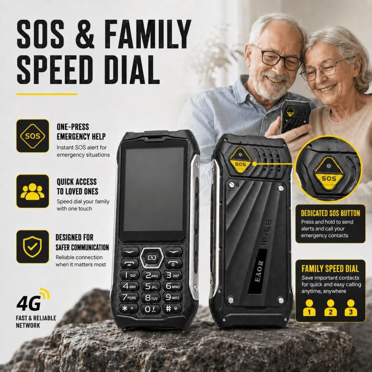 HP336 4G IP68 Rugged Phone, 3.5 inch, 4500mAh Battery, Network: 4G, BT, FM, SOS, Torch, EU Plug, US Plug, UK Plug, AU Plug