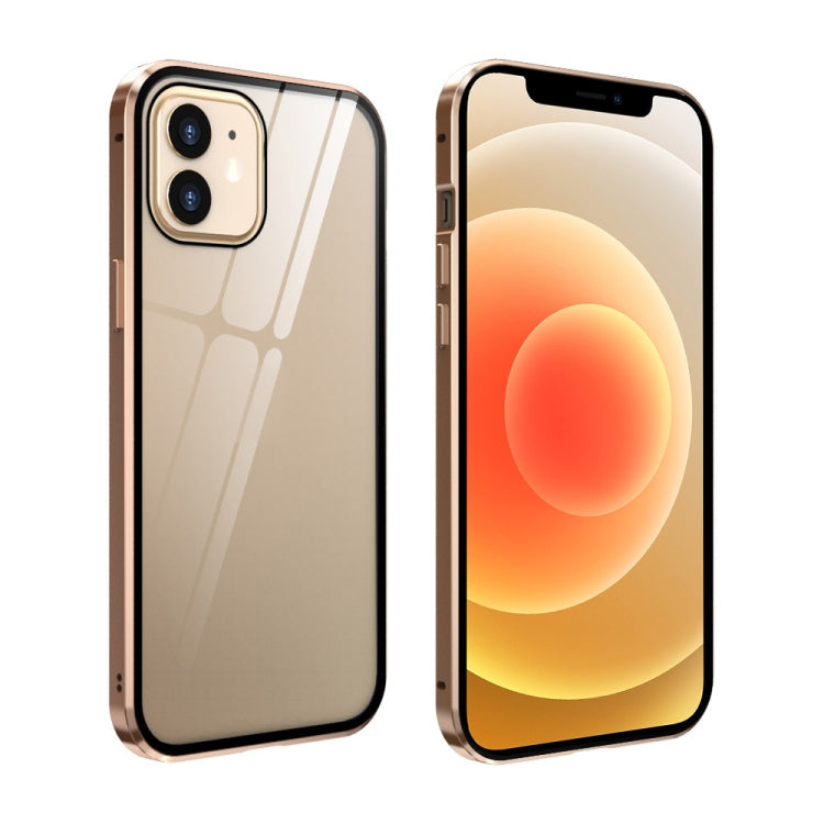 Double Sides Tempered Glass Magnetic Adsorption Metal Frame HD Screen Case, For iPhone 12 Pro Max, For iPhone 12 / 12 Pro
