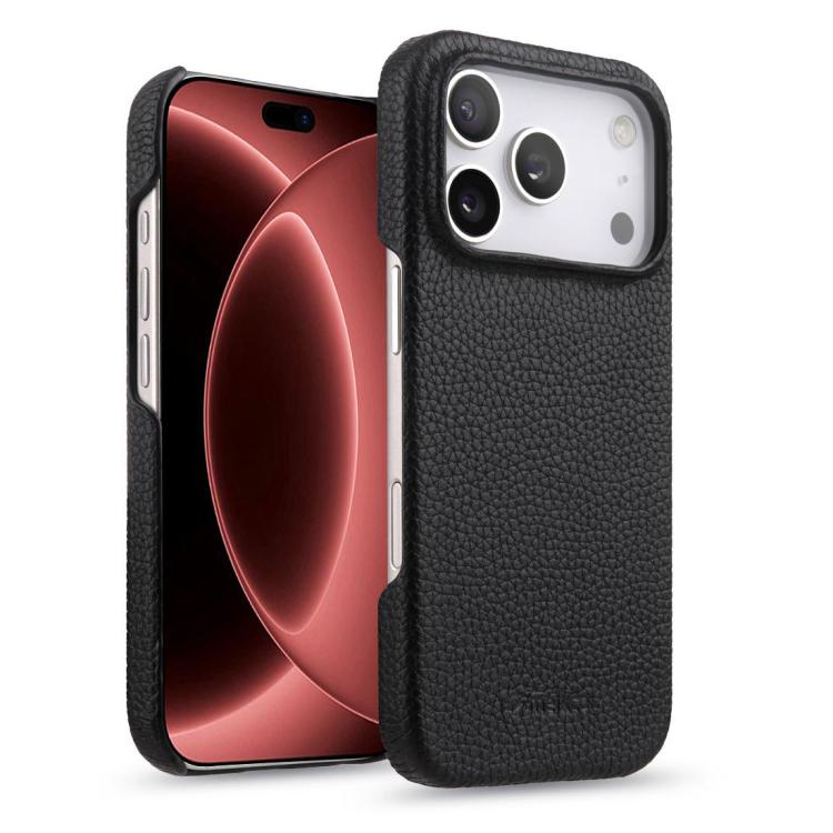 melkco Litchi Texture Magnetic Half Coverage Genuine Leather Phone Case, For iPhone 18 Pro, For iPhone 18 Pro Max, For iPhone 17e / 16e
