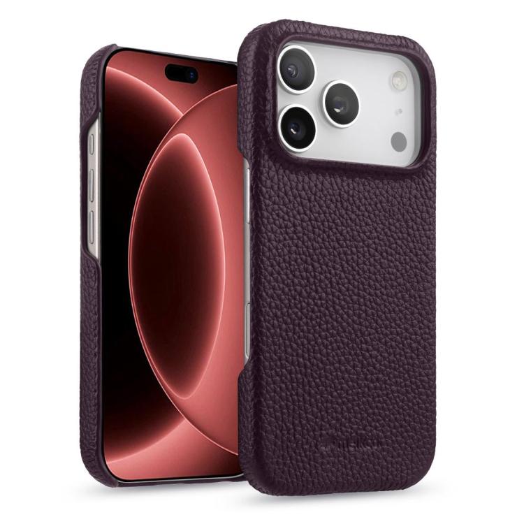 melkco Litchi Texture Magnetic Half Coverage Genuine Leather Phone Case, For iPhone 18 Pro, For iPhone 18 Pro Max, For iPhone 17e / 16e