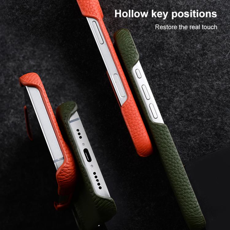 melkco Litchi Texture Magnetic Half Coverage Genuine Leather Phone Case, For iPhone 18 Pro, For iPhone 18 Pro Max, For iPhone 17e / 16e