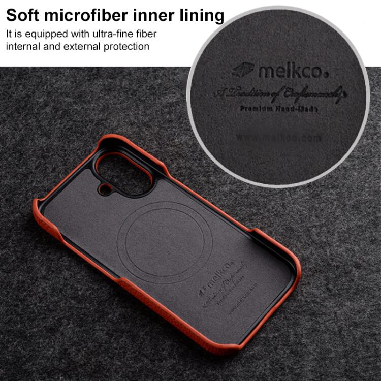 melkco Litchi Texture Magnetic Half Coverage Genuine Leather Phone Case, For iPhone 18 Pro, For iPhone 18 Pro Max, For iPhone 17e / 16e