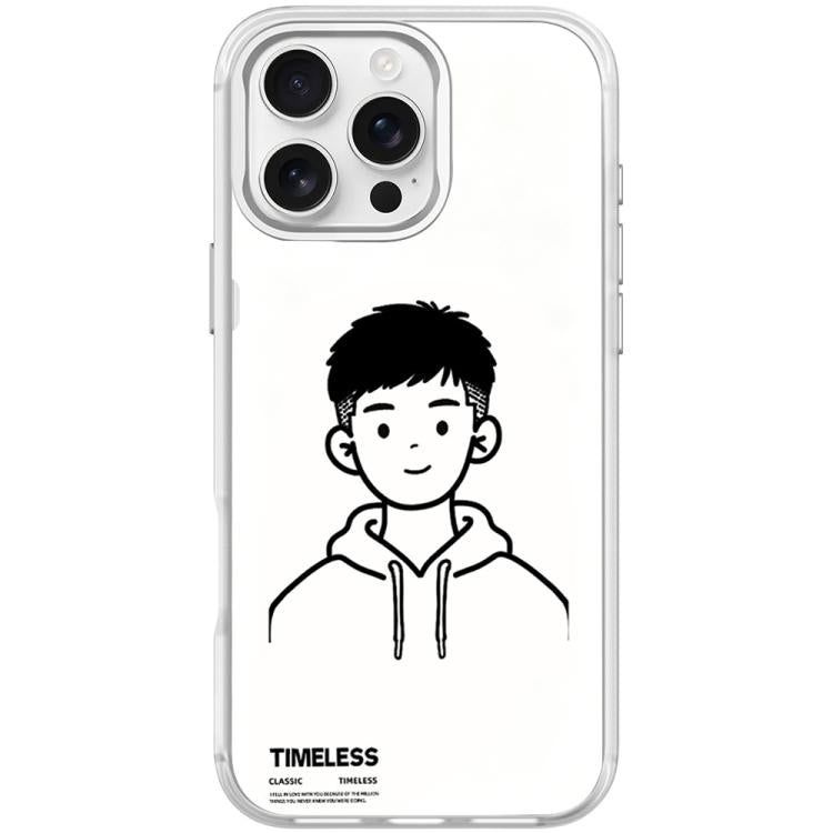 Sketch Hooded Boy Pattern Magnetic Phone Case, For iPhone 16 Pro Max, For iPhone 16 Pro, For iPhone 16 Plus, For iPhone 16