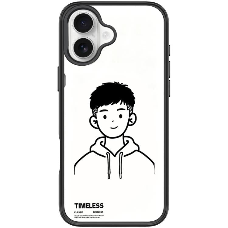 Sketch Hooded Boy Pattern Magnetic Phone Case, For iPhone 16 Pro Max, For iPhone 16 Pro, For iPhone 16 Plus, For iPhone 16