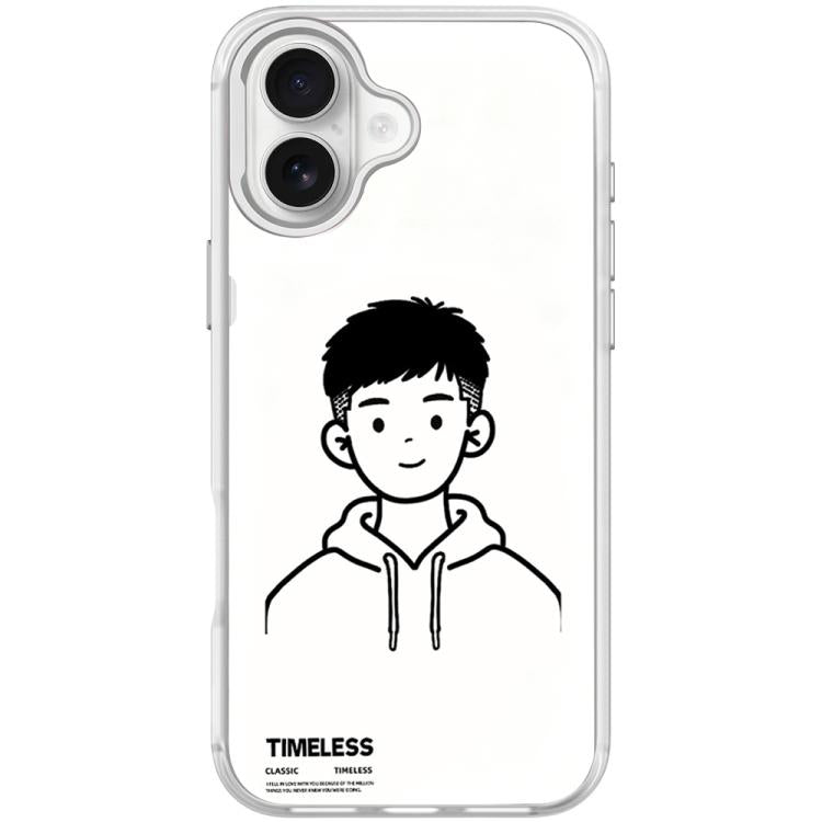 Sketch Hooded Boy Pattern Magnetic Phone Case, For iPhone 16 Pro Max, For iPhone 16 Pro, For iPhone 16 Plus, For iPhone 16