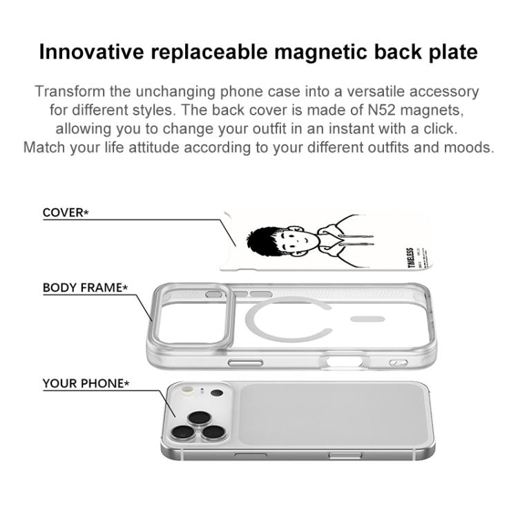 Sketch Hooded Boy Pattern Magnetic Phone Case, For iPhone 16 Pro Max, For iPhone 16 Pro, For iPhone 16 Plus, For iPhone 16