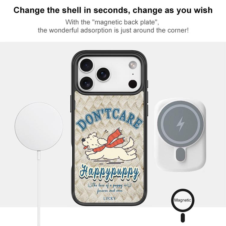 Adorable Happy Puppy Pattern Magnetic Phone Case, For iPhone 16 Pro Max, For iPhone 16 Pro, For iPhone 16 Plus, For iPhone 16