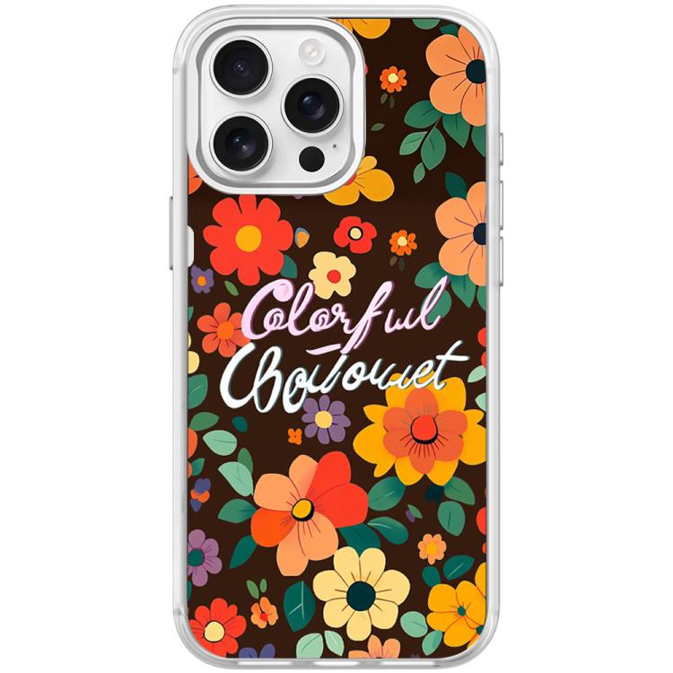 Colorful Flowers Pattern Magnetic Phone Case, For iPhone 15 Pro Max, For iPhone 15 Pro