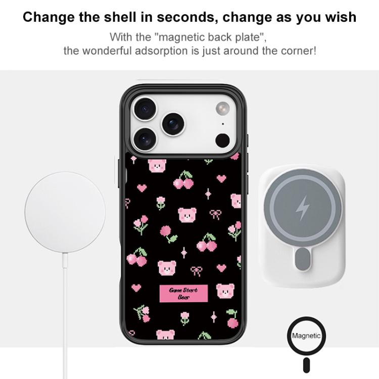 Cherry Pattern Magnetic Phone Case, For iPhone 16 Pro Max, For iPhone 16 Pro, For iPhone 16 Plus, For iPhone 16