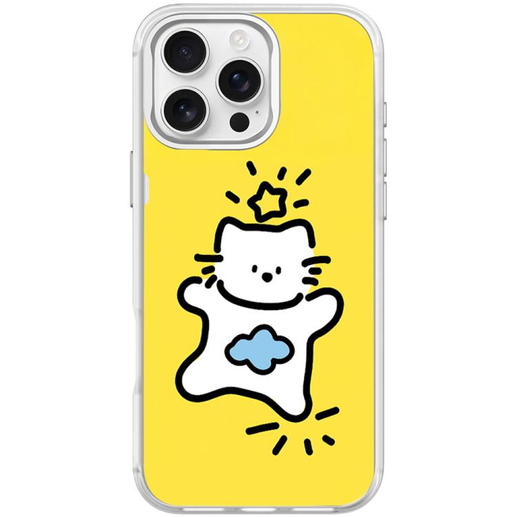 Adorable Stars Cloud Cat Pattern Magnetic Phone Case, For iPhone 16 Pro Max, For iPhone 16 Pro, For iPhone 16 Plus, For iPhone 16