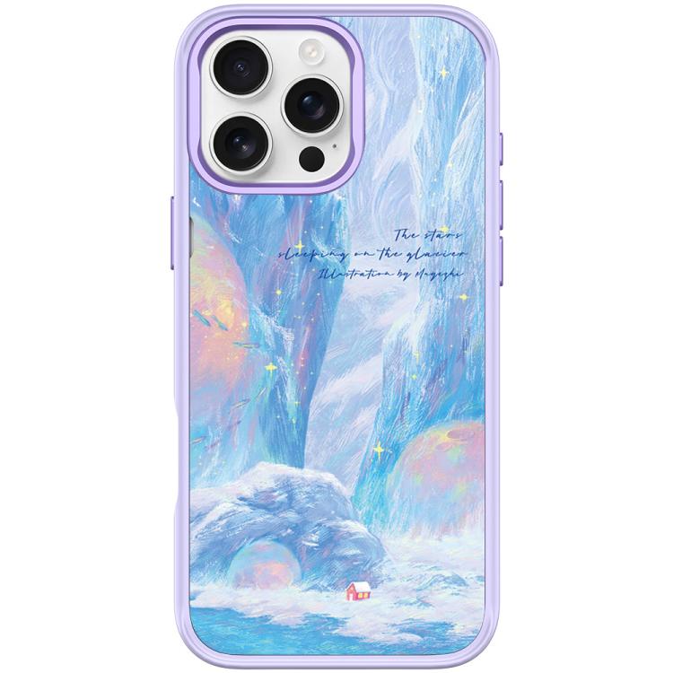 Glacier Red House Pattern Magnetic Phone Case, For iPhone 16 Pro Max, For iPhone 16 Pro, For iPhone 15 Pro Max, For iPhone 15 Pro